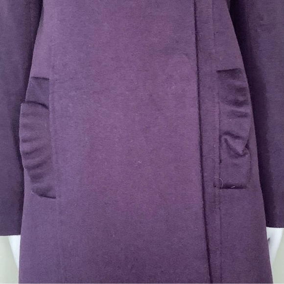 TIBI Wool Plum Coat With Ruffle Detail and Toggle Closure Size 6 - Picture 6 of 16